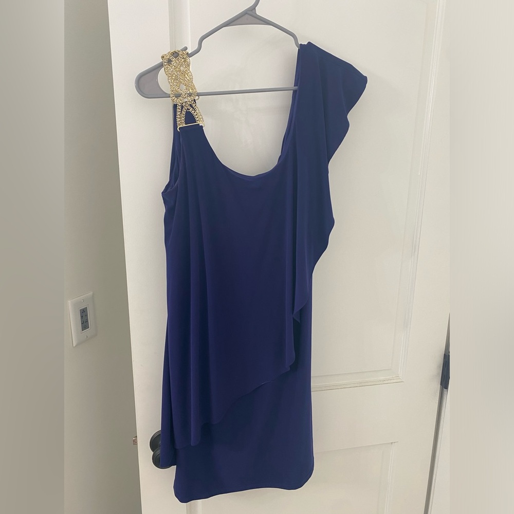 Betsy Adam formal one-shoulder dress